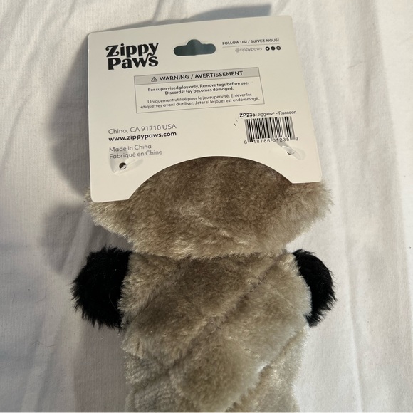 Dog Toy ZippyPaws Raccoon Jigglerz Squeaky Tough Stuffing with Crinkle Head Dog - Picture 4 of 5